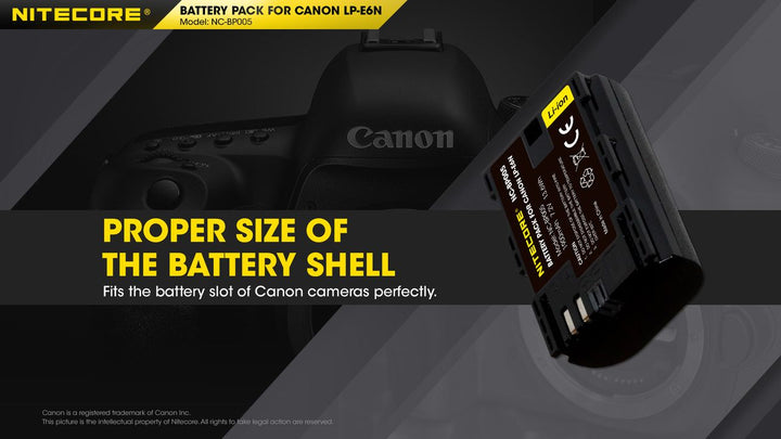 LP-E6N (1900mAh) Battery Pack for Canon (NC-BP005)