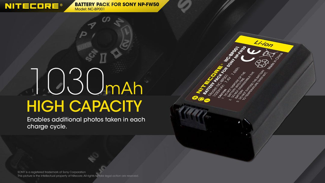 NP-FW50 (1030mAh) Battery Pack for Sony (NC-BP001)