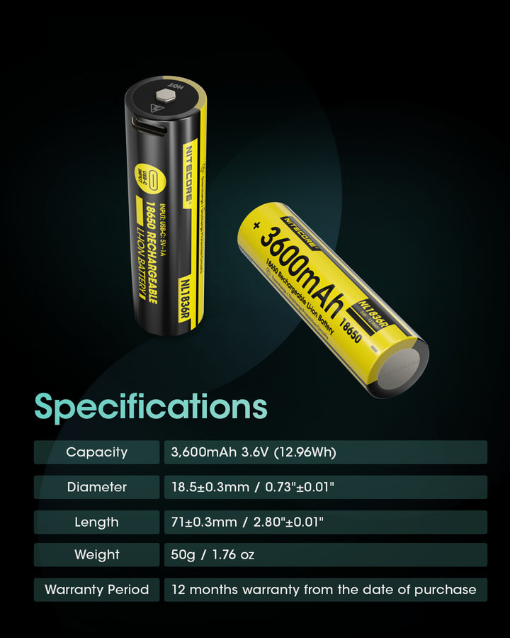 NL1836R (18650 - 3600mAh - 6A)