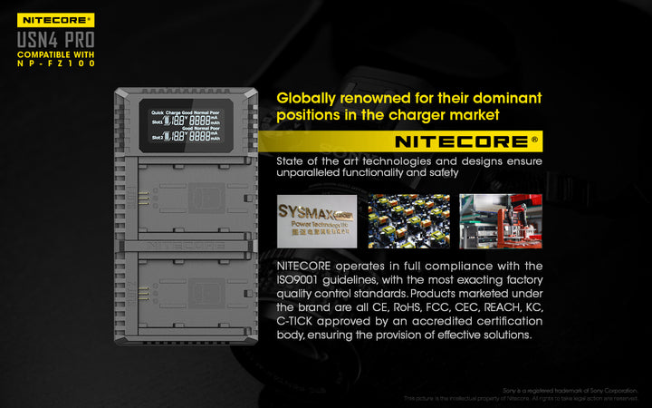 USN4 PRO (Sony NP-FZ100) Dual-Slot Battery Charger