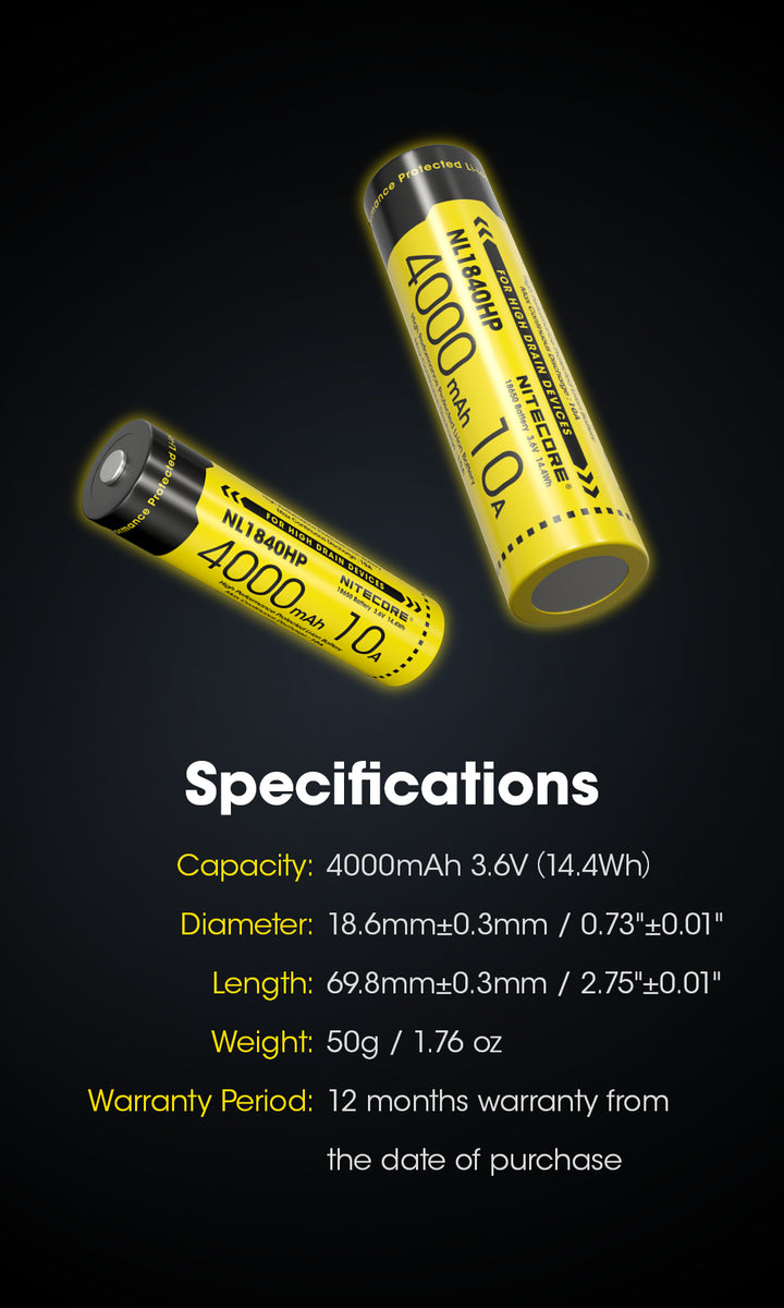 NL1840HP (18650 - 4000mAh - 10A)