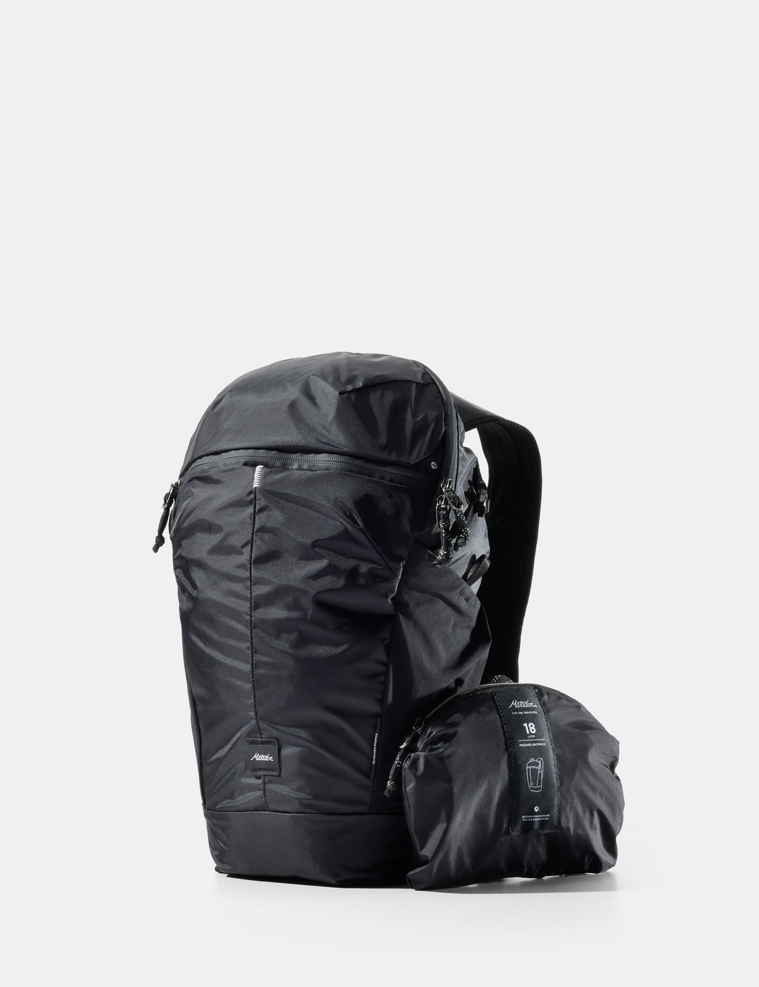 Matador 18L Packable Backpack in Black - black backpack on a white background