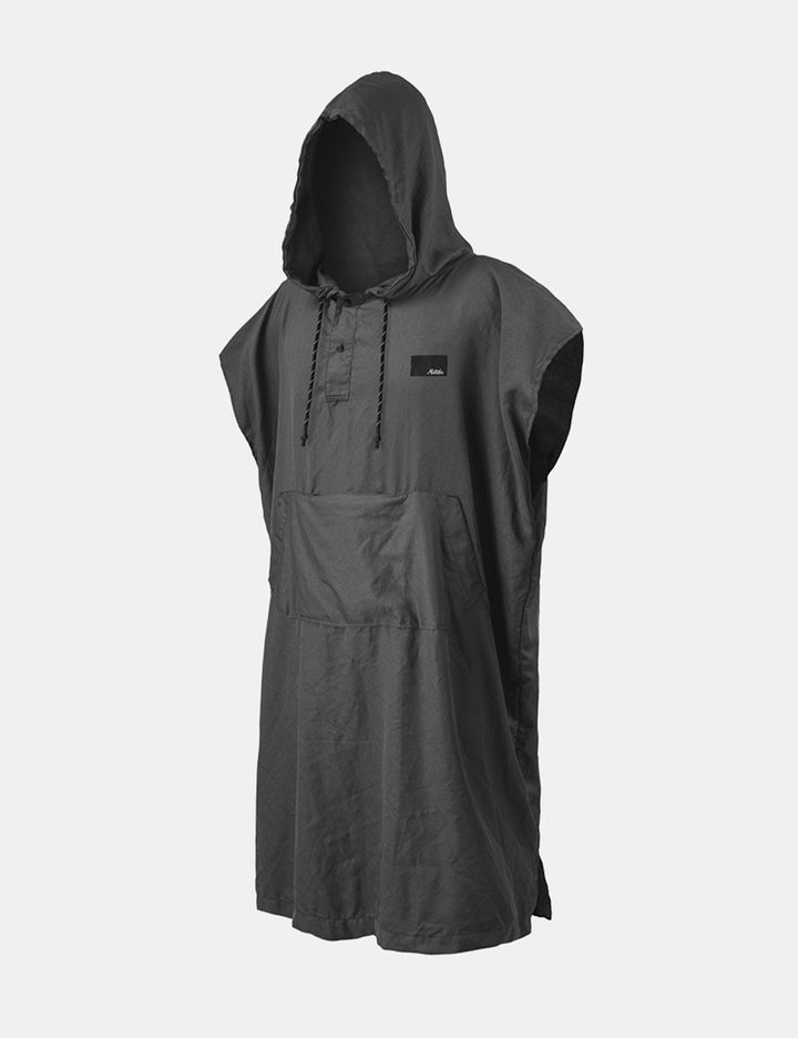 Matador NanoDry™ Packable Towel Poncho in Charcoal - dark gray sleeveless hooded poncho on a white background