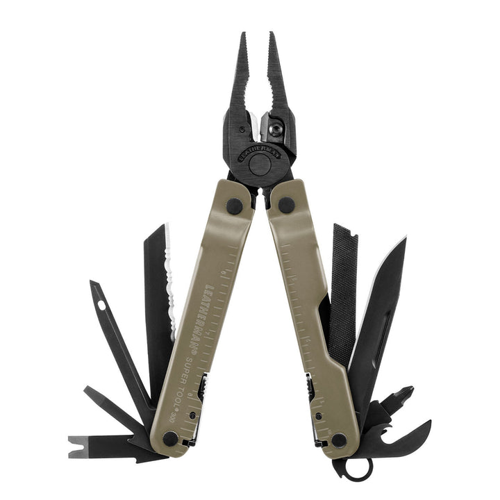 Leatherman Super Tool 300M - Coyote Tan, tools fanned open - Nitecore Singapore