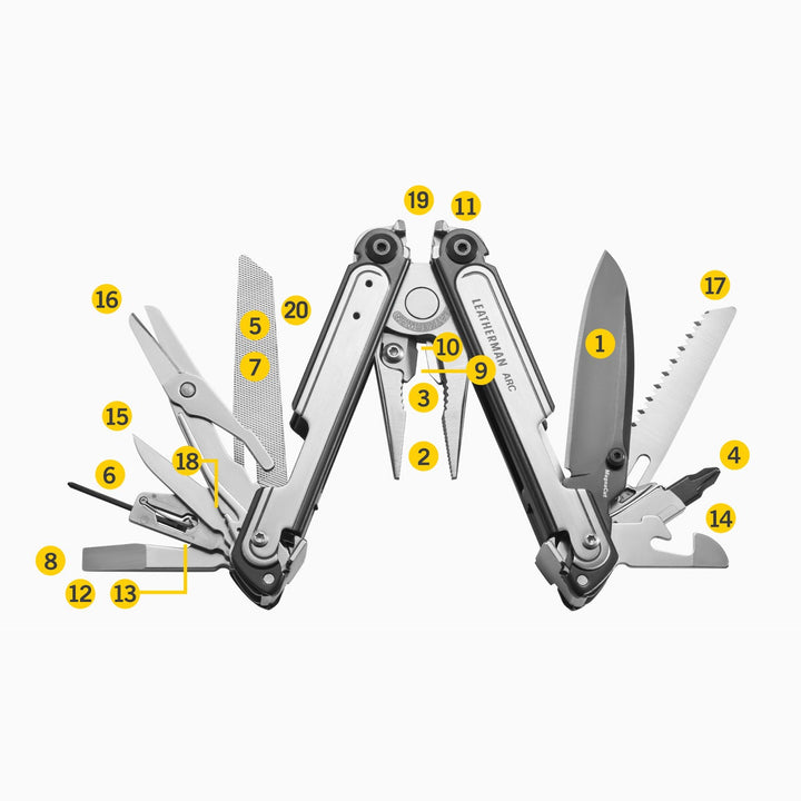 Leatherman ARC - all 20 tools numbered - Nitecore Singapore