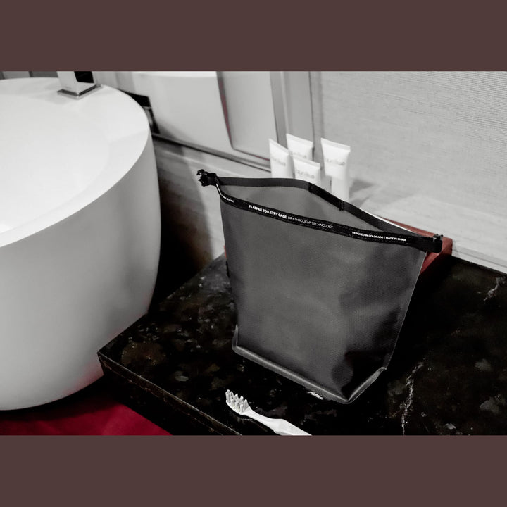 FlatPak Waterproof Toiletry Case in use