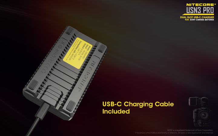 USN3 PRO (Sony NP-FM500H, NP-F730, NP-F750, NP-F770, NP-F970, NP-F550) Dual-Slot Battery Charger