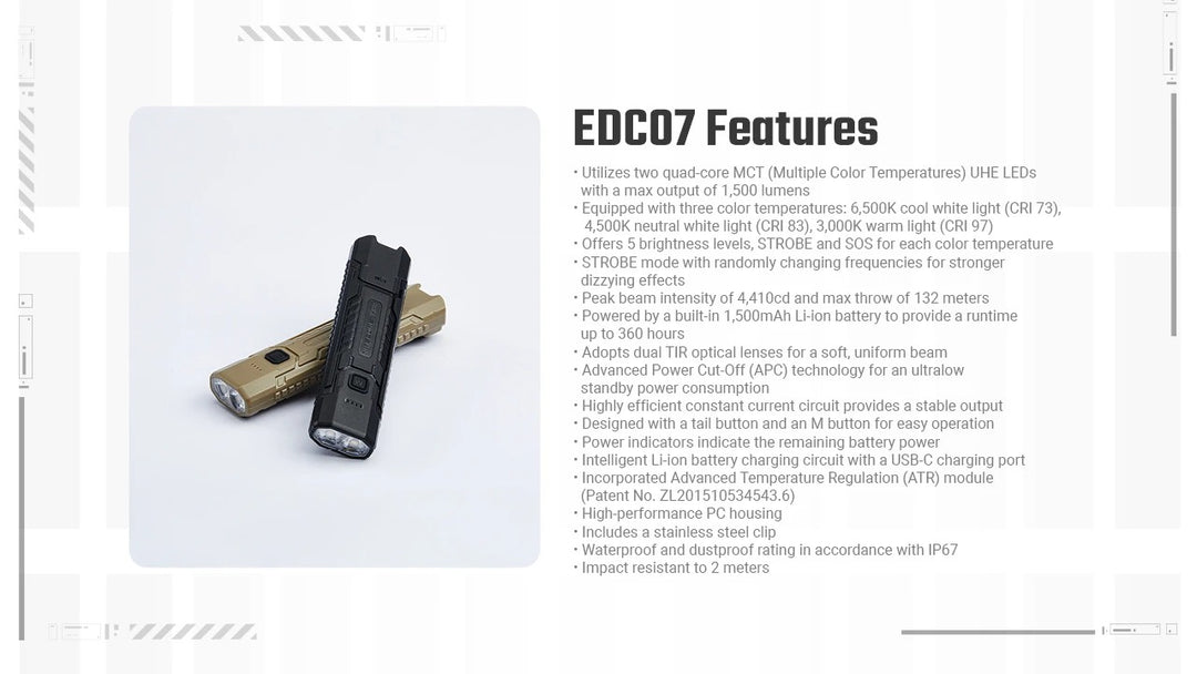 EDC07 (Tan) - 1500 lumens