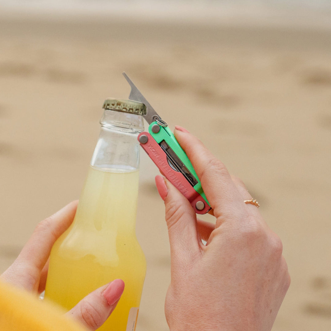 Leatherman Micra - Bayside opening a bottle at the beach - Nitecore Singapore