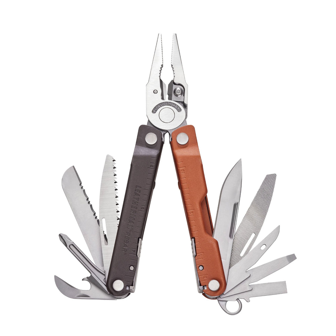 Leatherman Rebar - Burnt Sienna, tools fanned open - Nitecore Singapore