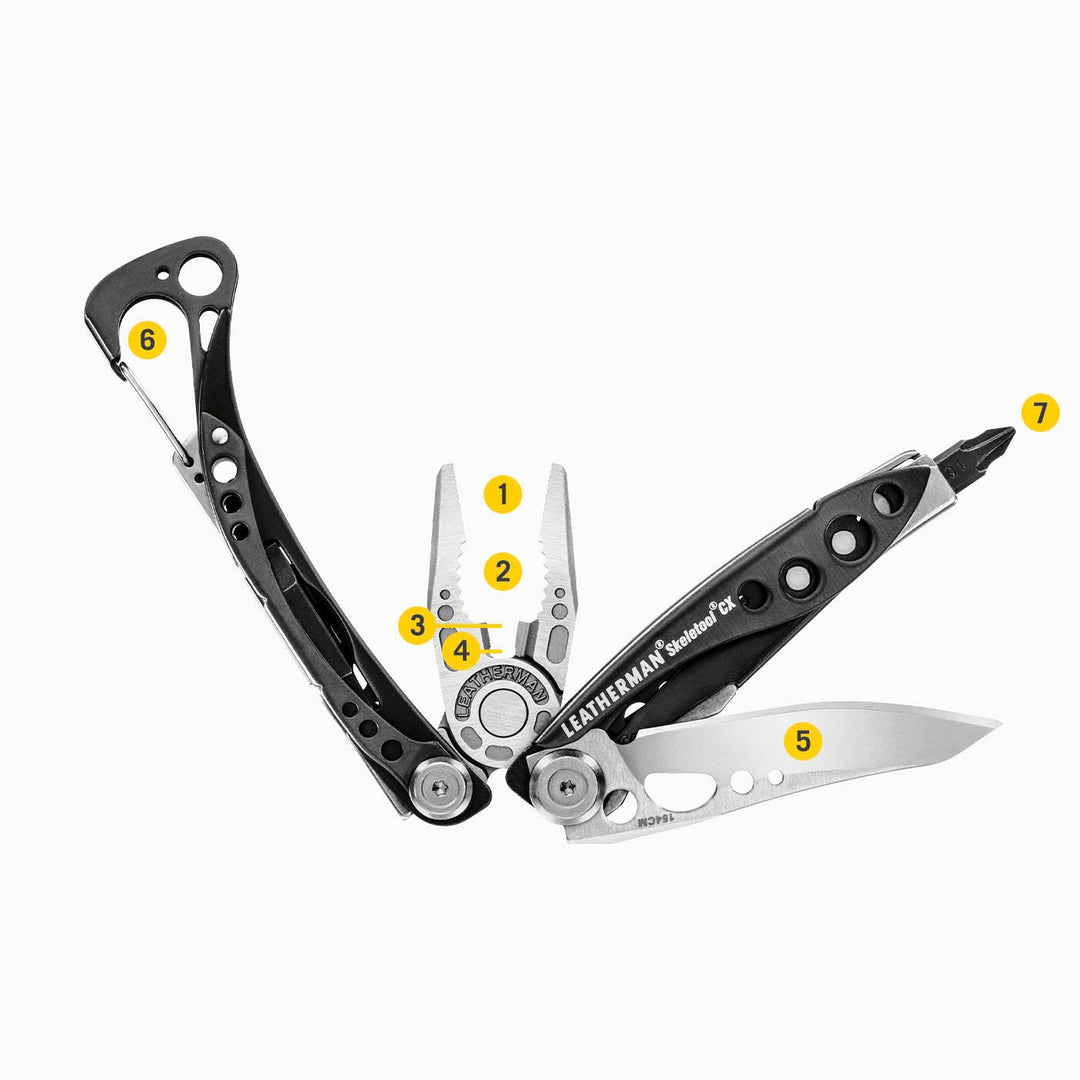 Leatherman Skeletool CX - all 7 tools numbered - Nitecore Singapore