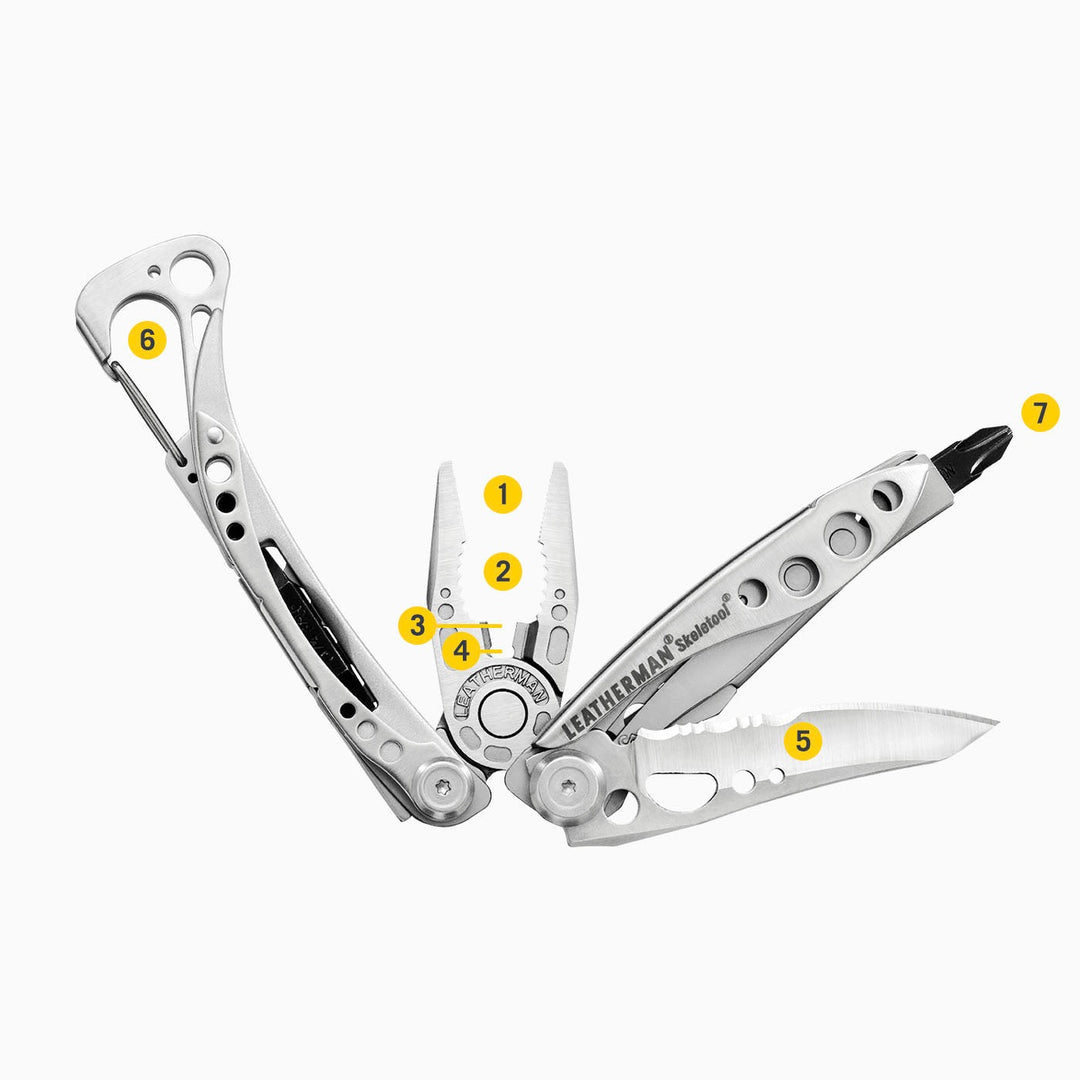 Leatherman Skeletool - all 7 tools numbered - Nitecore Singapore