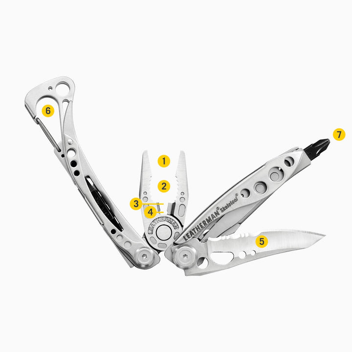 Leatherman Skeletool - all 7 tools numbered - Nitecore Singapore