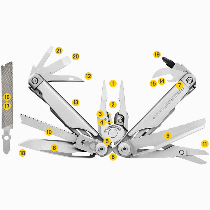 Leatherman Surge - all 21 tools numbered - Nitecore Singapore