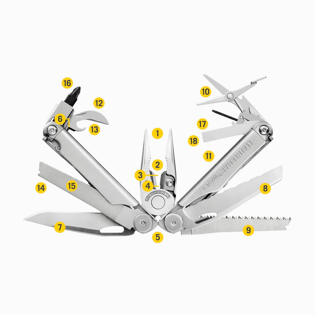 Leatherman Wave Plus - all 18 tools numbered - Nitecore Singapore