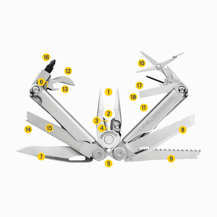 Leatherman Wave Plus - all 18 tools numbered - Nitecore Singapore