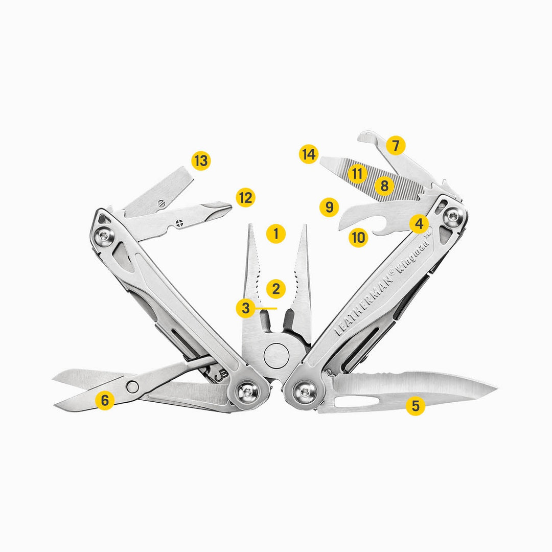 Leatherman Wingman - all 14 tools numbered - Nitecore Singapore