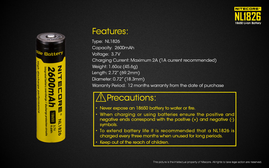 NL1826 (18650 - 2600mAh - 2A)