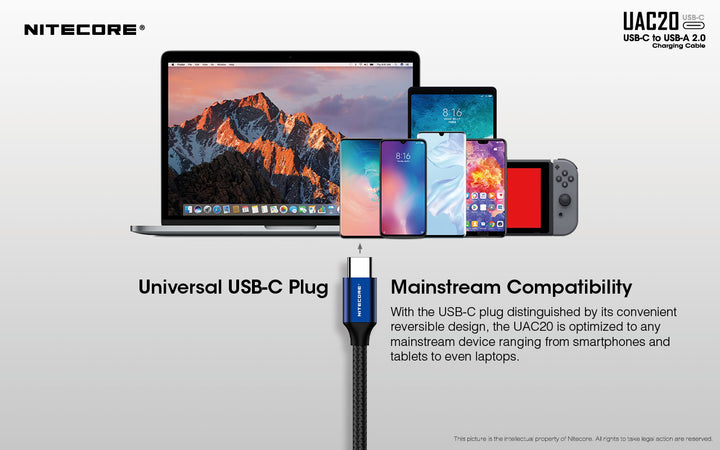 UAC20 60W USB-C to USB-A 2.0 Charging Cable