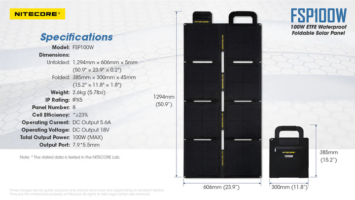 100W Waterproof Foldable Solar Panel (FSP100W)